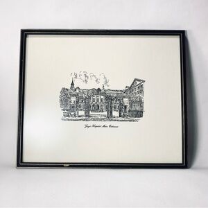 Vintage Framed Architecture Print by Fletcher 1946 "Guys Hospital Main Entrance"